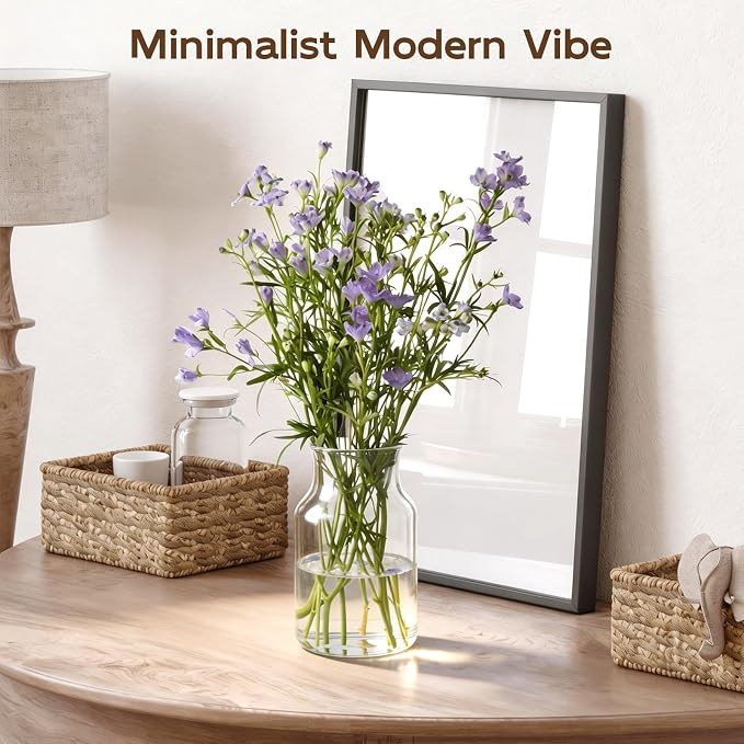Clear Glass Vase, 8 inch Glass Flower Vase - Image 3