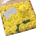 Artificial Flowers 25pcs Real Looking Canary Yellow Foam Fake Roses by Floroom