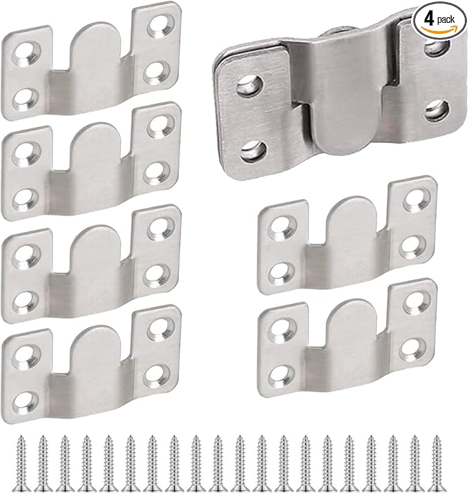 4 Pairs Flush Mount Bracket, Interlocking Furniture Connector, Stainless Steel by WEITELAI