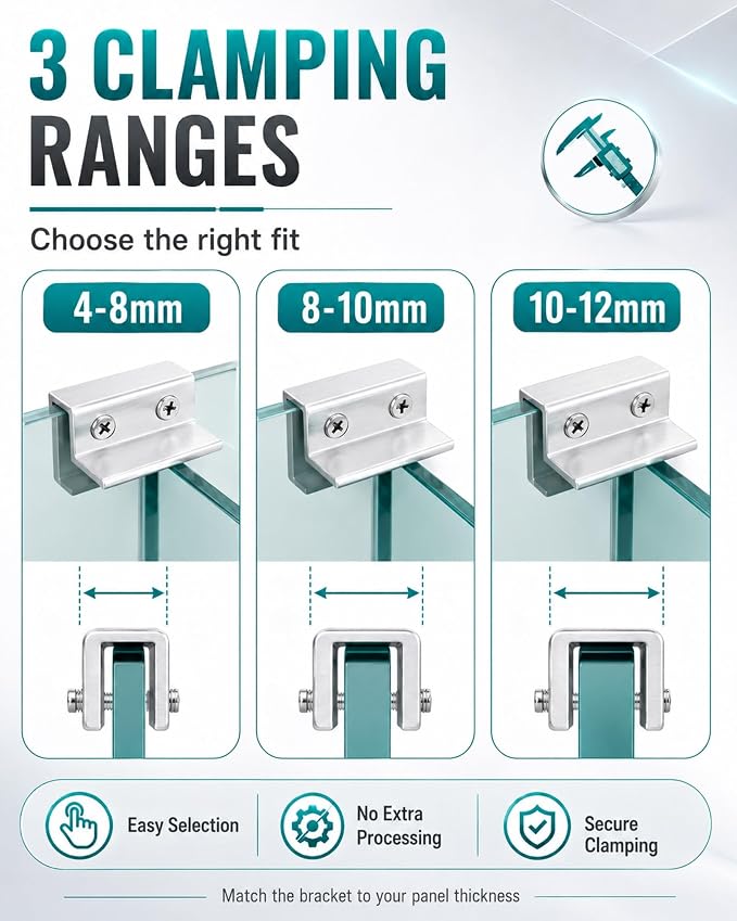 Aluminum Alloy Tile and Glass Clamp Bracket Fixed Corner Clip Positioning | L I - Image 4