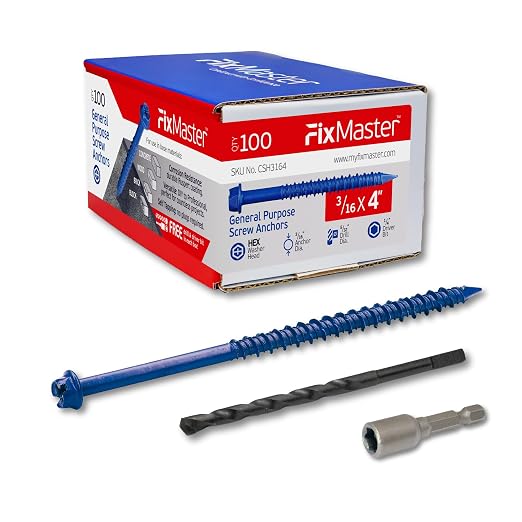 3/16 x 4 Hex Head Blue Concrete Screw Anchors by Unknown