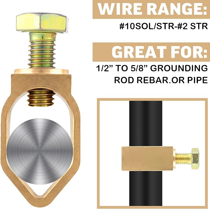 5 Pack Copper Ground Rod Clamp for 1/2''- 5/8'' Grounding Rods, Direct Burial - Image 3
