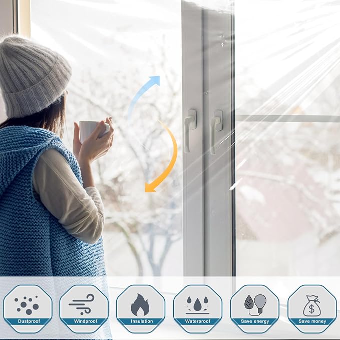 Augblinds Window Insulation Kit, Plastic Window Covering 62 Inch Wide × 393 - Image 4