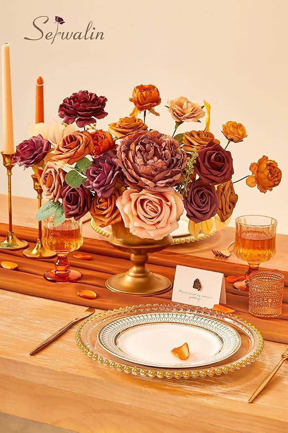 Serwalin 2PCS Artificial Flowers Orange Marigold Fall Flowers - Image 7