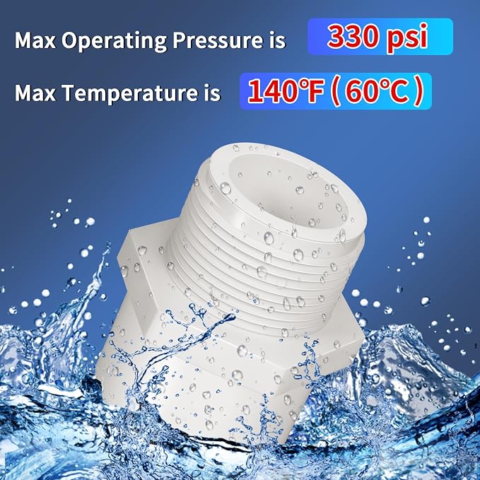 5Pcs White PVC Pipe Fittings, 1-1/2inch NPT Male Thread Pipe Fitting Adapter - Image 5