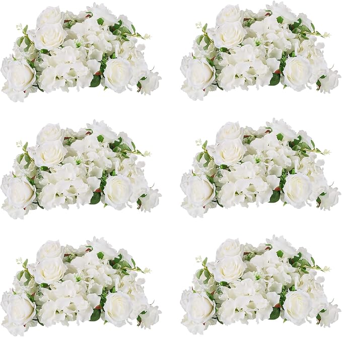 BLOSMON Artificial Flower Balls Wedding Centerpieces 6 Pcs 14.2" Large White by Blosmon