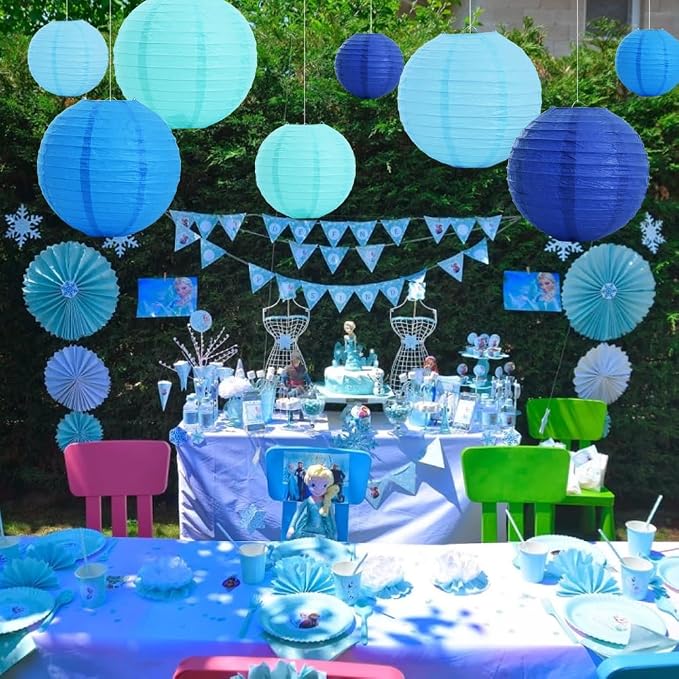 BEISHIDA Blue Mix Paper Lanterns 16Pcs 6/8/10/12 Inch Round Chinese Lamp | - Image 6