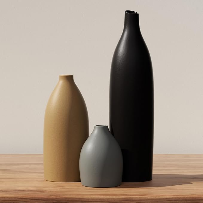 Decorative Flower Vase Set, Rustic Modern Farmhouse Style, Ceramic Vases by Mdaolv