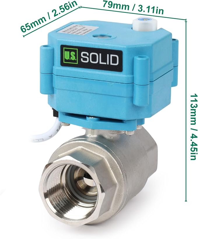 U.S. Solid 1inch Stainless Steel Motorized Ball Valve, Full Port, IP67 - Image 8