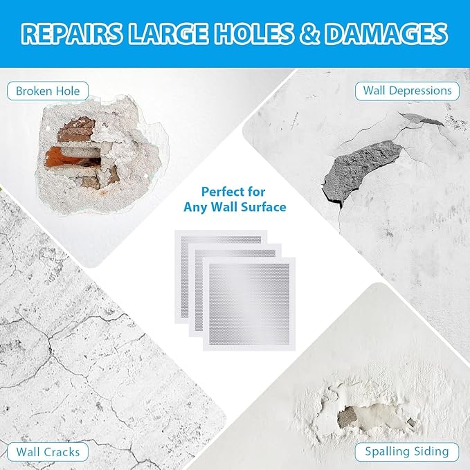 4-Pack 10x10 Inch Drywall Repair Patch Kit, Self-Adhesive Mesh - Image 3