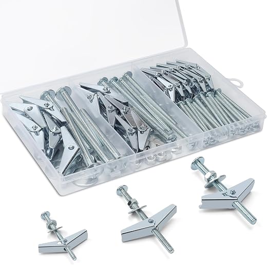 100 Pcs 3 Size Heavy Duty Metal Drywall Anchors Kit | 25 Sets Toggle Bolts and by Aovchei