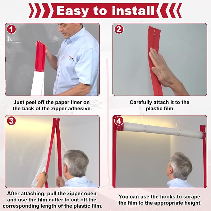 2 Pack Heavy-Duty Dust Protector Zipper Self-Adhesive Zipper - Image 5
