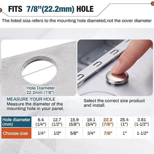 Hicarer 30 Pack Fit 7/8" Hole Metal Plugs, - Image 2