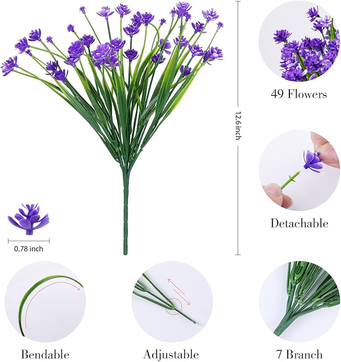 AGIRL Artificial Flowers Outdoor UV Resistant Fake Plant Garden Patio Decor | - Image 2