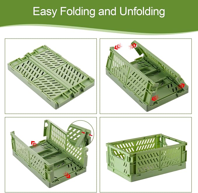 HUUSMOT 4-Pack Small Collapsible Plastic Storage Baskets, 9.8"x6.5"x3.8" | - Image 4