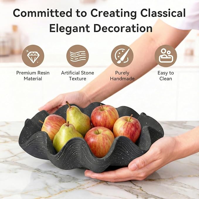 Scalloped Decorative Bowl Home Decor, 12.6" Shell Ruffle Fruit Bowl | Modern - Image 5