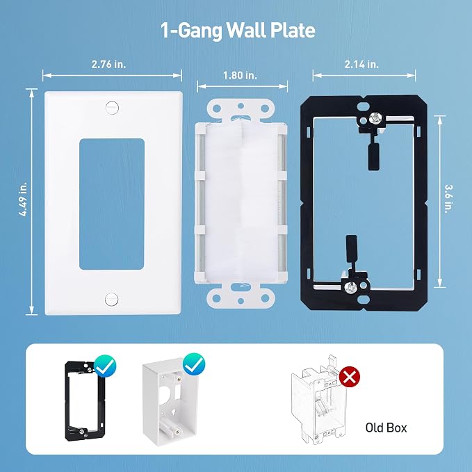 Cable Matters 2-Pack 1-Gang Cable Pass Through Brush Wall Plate, In-Wall Cable - Image 5