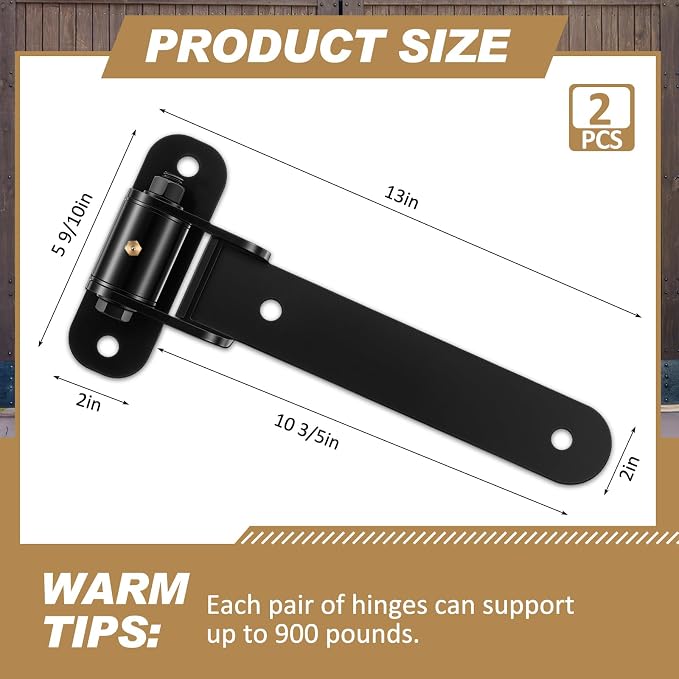 Yaocom 2 Pcs 13" Heavy Duty Gate Hinges 900 Lbs Capacity 180°Open Thickened - Image 2