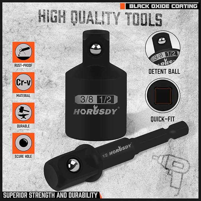 HORUSDY 7 Piece Impact Sockets Adapter Set, Hex Shank Socket to Drill Adapter - Image 7