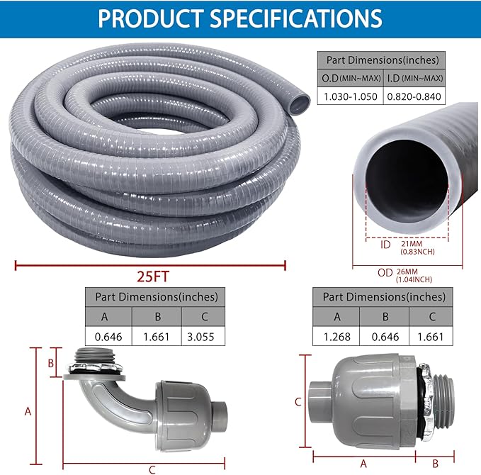3/4 Inch 25ft Electrical Conduit Kit UL Certification, 3/4 Flex Conduit | - Image 2
