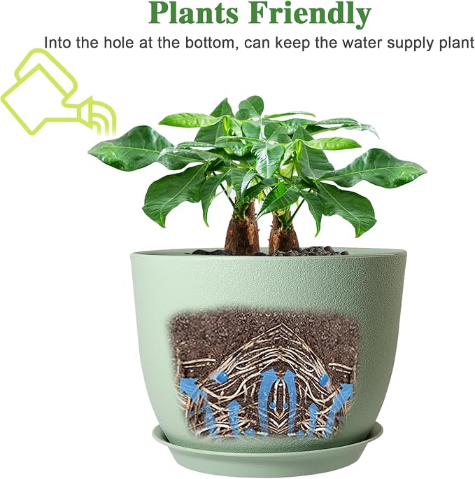 UOUZ 12inch Large Plant Pot, Modern Plastic Planter - Image 4