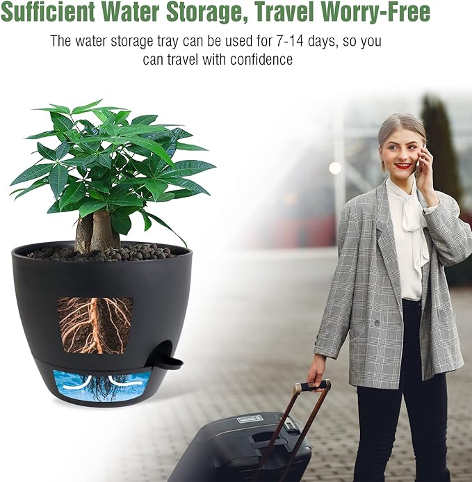 UOUZ 12 inch Large Self Watering Pots, Plastic Planters - Image 5