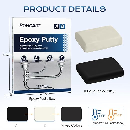 Boncart High Strength AB Epoxy Putty, 200g Steel Reinforced Repair Filler | - Image 8