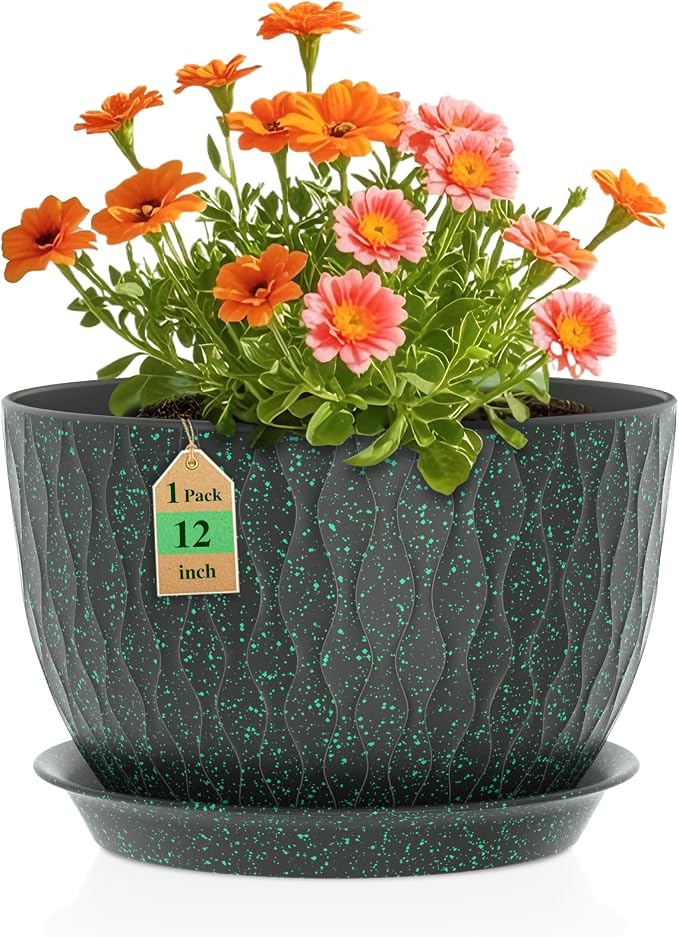 WSMKSZ 12 Inch Wide Water Ripples Flower Pots by WSMKSZ