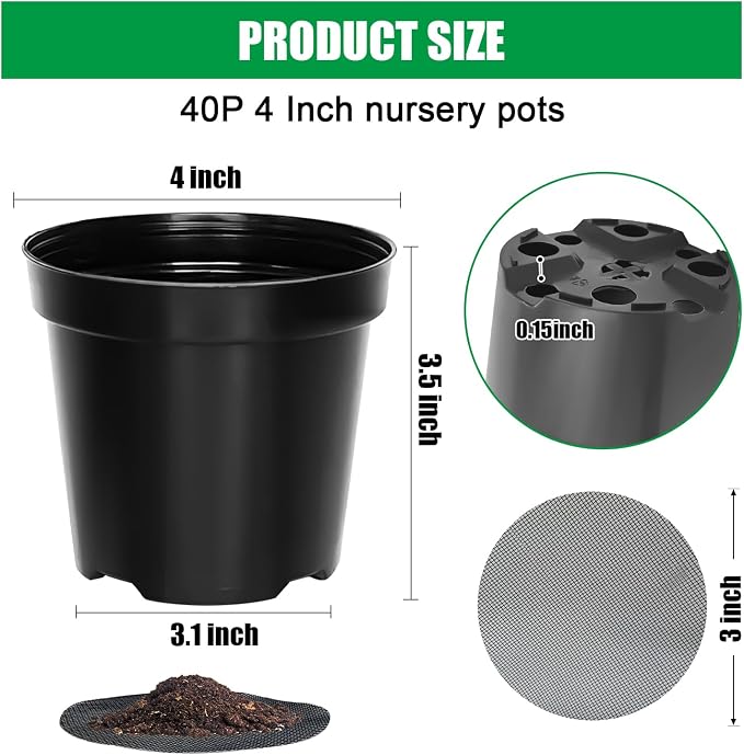 RooTrimmer 40 Pack 4 Inch Plant Nursery Pots - Image 2