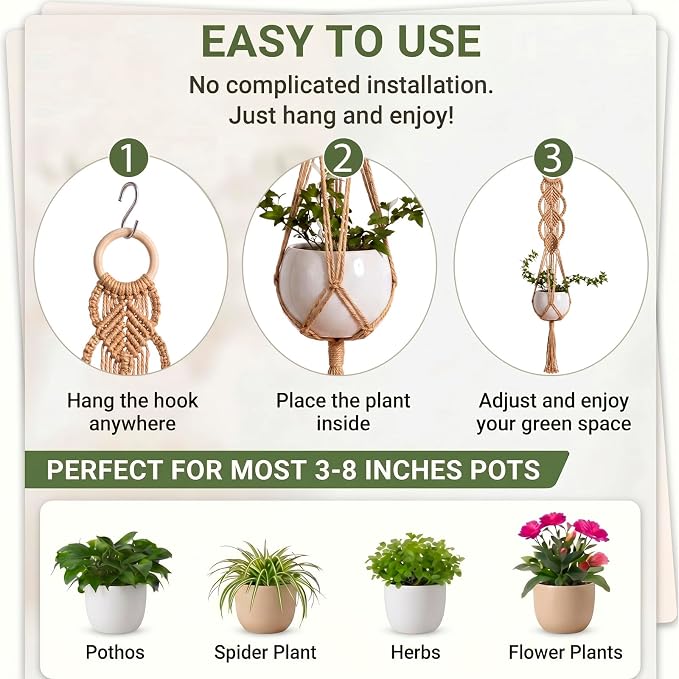 Shappy 2 Pack Boho Macrame Plant Hanger - Image 3