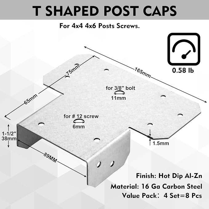 Yaocom 4 Sets T Shaped Post Bracket - Image 2