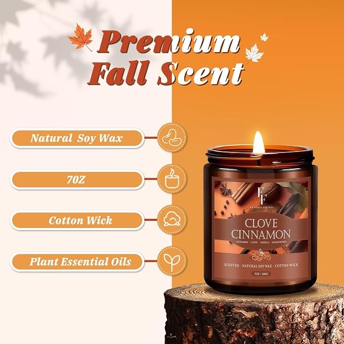 Fall Candle, Clove Cinnamon Scented Candles - Image 3
