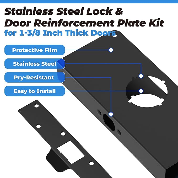 2 Pack U 9476 Extra Long Door Strike Plate+U 9585 Door Lock Reinforcement Plate - Image 5