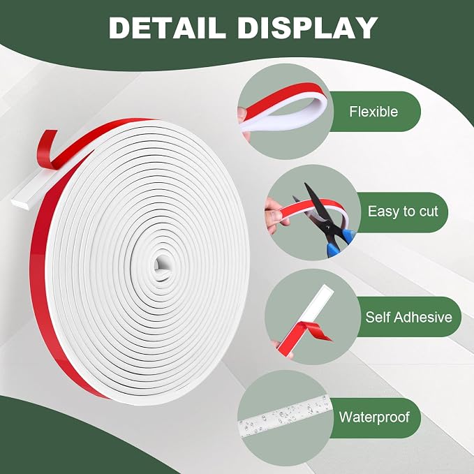 Storystore Peel & Stick Window Grid Kit, 0.59" x68 FT White TPE Window Trim | - Image 3