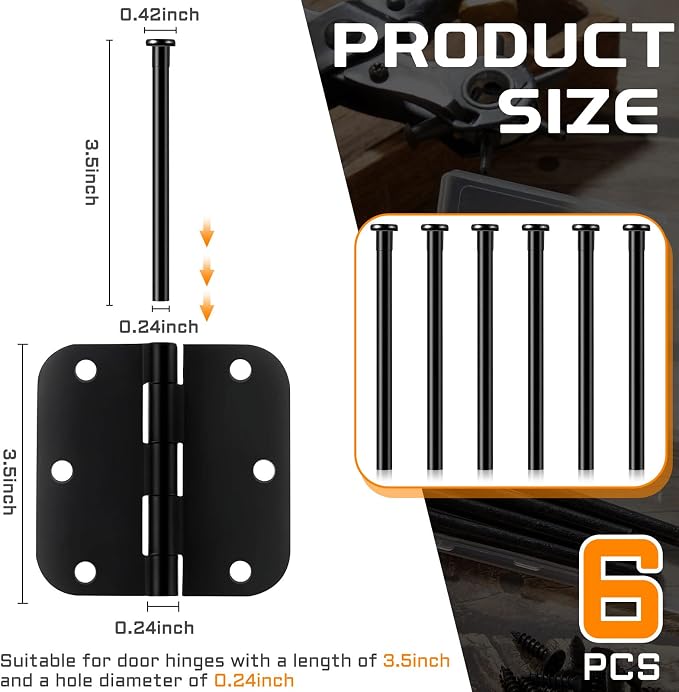 Ferraycle 6 Pack Hinge Pins for Doors 3.5 Inches Hinge Pin Oil Rubbed Bronze - Image 2