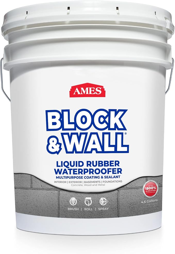 Ames Block & Wall™ Liquid Rubber Waterproofer, 5 Gal, foundations, retaining by AmesResearchLaboratories