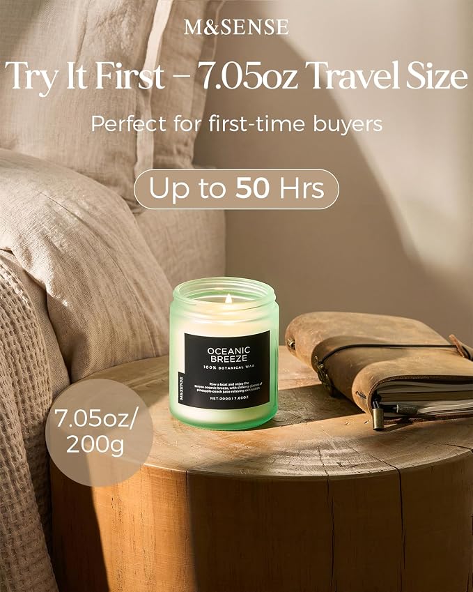 M&SENSE Oceanic Breeze Home Scented Candles, 7.05oz Natural Soy Wax | 50-Hour - Image 3