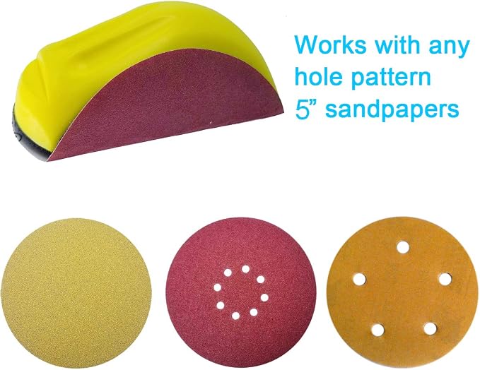 2 Pack 5 Inch Hand Sanding Blocks Round and Mouse-Shaped - Image 5