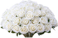 30 PCS Fake White Roses, Artificial White Flowers Bulk, Silk Faux Roses | by Jefuzh