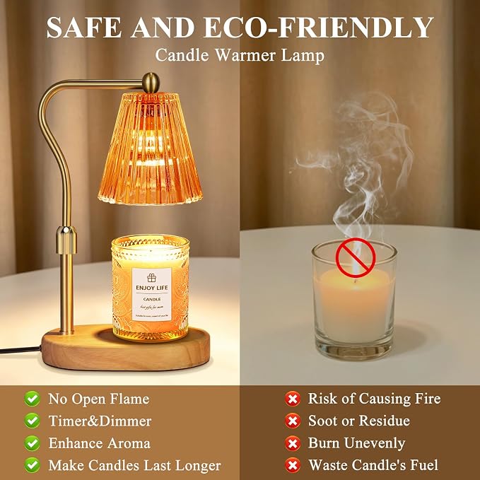 Red Candle Warmer Lamp with Timer Dimmer Adjustable Height, Electric Wax Warmer - Image 6