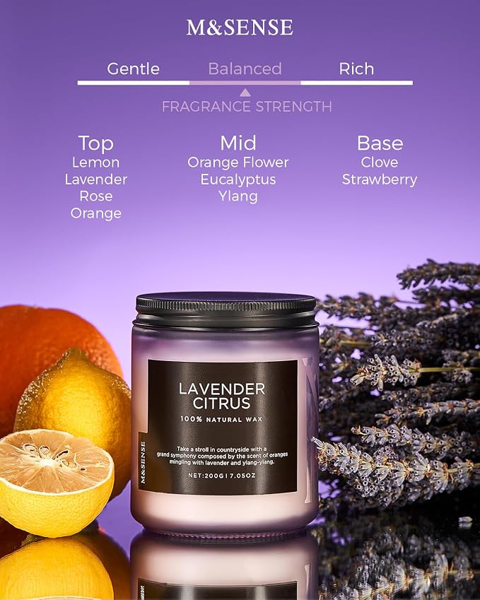 M&SENSE Lavender Citrus Scented Candles - Image 2