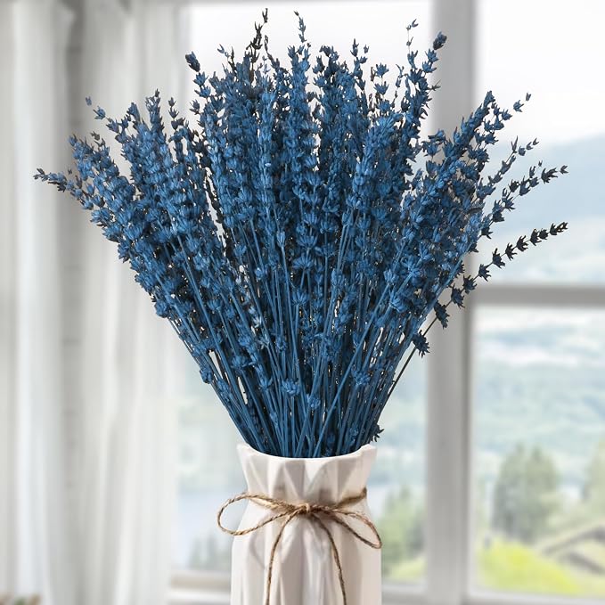 Glicrili Dried Lavender Flowers Real Stems Blue Bouquet by Glicrili