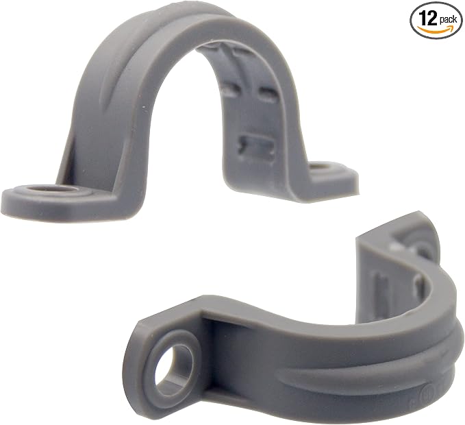 ISPINNER 12pcs 1 Inch PVC Pipe Straps, 2 Holes Plastic Conduit Strap by ISPINNER