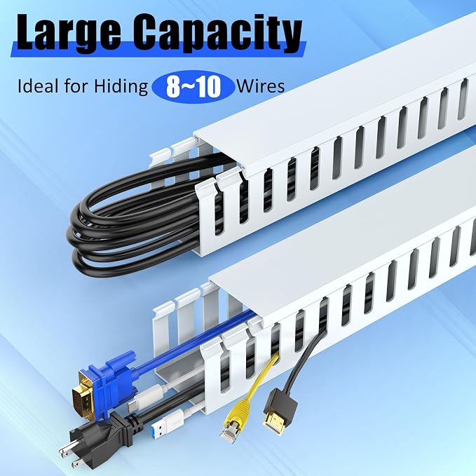 Open Slot Wiring Raceway Cable Duct, Cable Management Cord Track | 123" open - Image 4