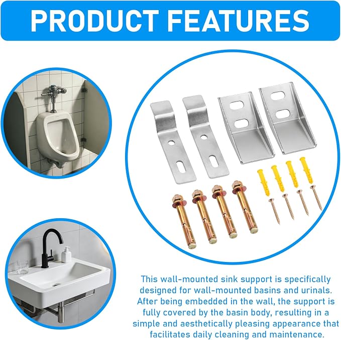 2 Set Urinal Ssink Wall Mounting Bracket Kit - Image 3