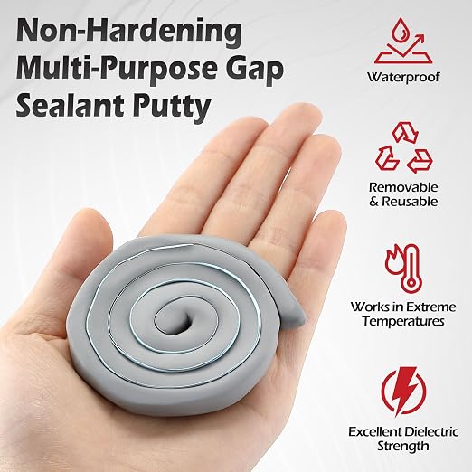 2 Pack Moldable Silicone Putty 1.5 ft x 0.32 in Grey | Non Hardening Multi - Image 3