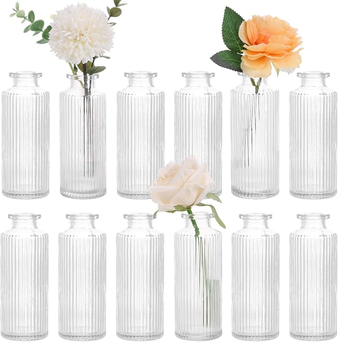CUCUMI 12pcs Bud Vases for Centerpieces, Mini Flower Vase for Decorations | by CUCUMI