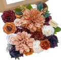 FACINOC Roses Artificial Flowers Orange Bouquet Fake Flower Dahlia Box Set | by FACINOC