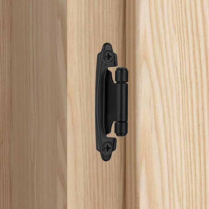 Matte Black Cabinet Hinges, 1/2” Overlay, 10 Pack | - Image 3
