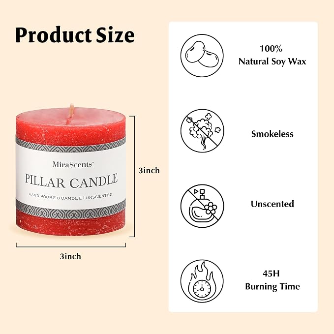 3x3 Inch Bright Red Pillar Candles Set of 3 - Image 6